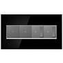 Mirror Black 4-Gang Wall Plate with 2 Switches and 2 Dimmers