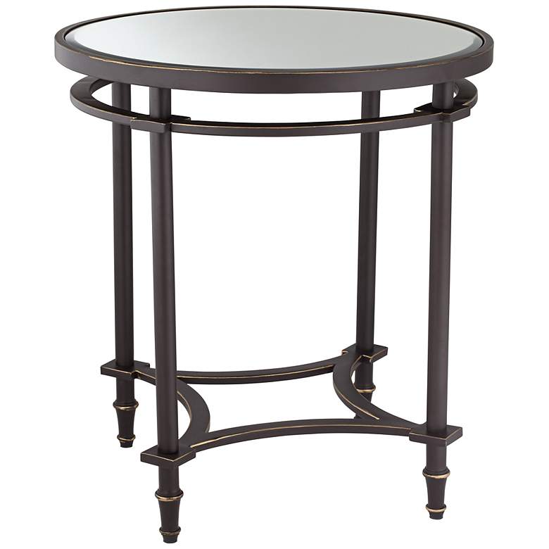 Image 1 Mirror Top Round Espresso and Copper Side Table