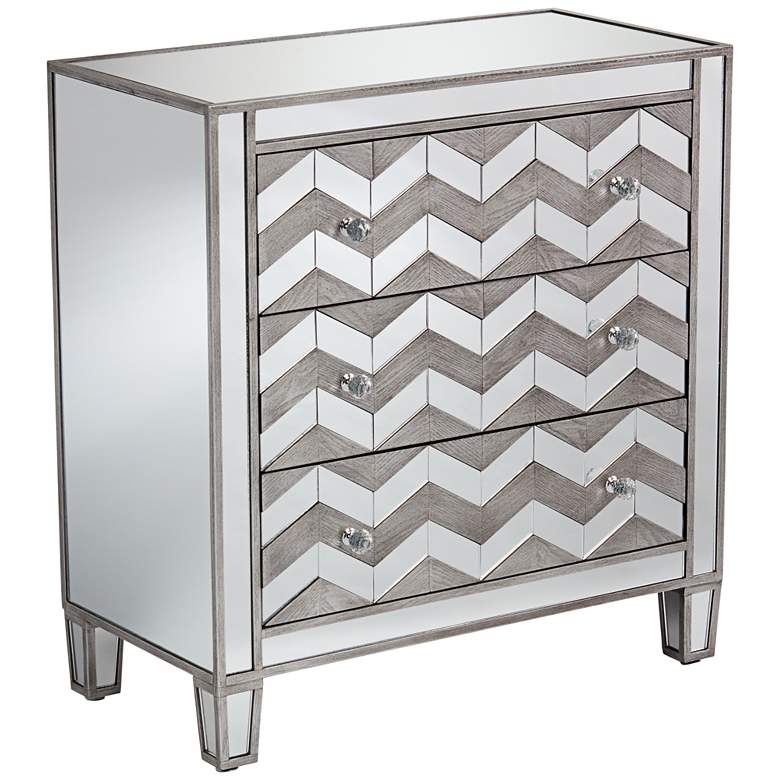 Image 2 Mirrored Chevron 32 inch Wide 3-Drawer Accent Chest