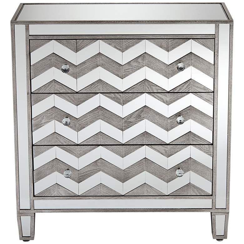 Image 4 Mirrored Chevron 32" Wide 3-Drawer Accent Chest more views