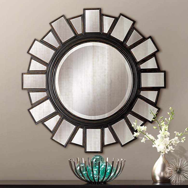 Image 1 Mirrored Frame 35 1/2 inch Wide Moonlight Wall Mirror