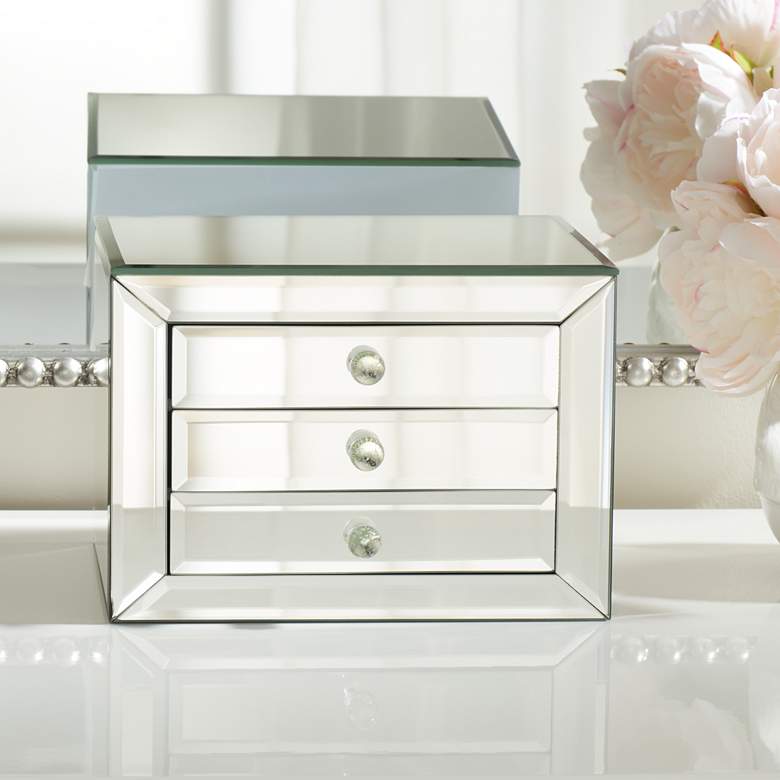 Image 1 Mirrored Glass 3-Drawer Jewelry Box