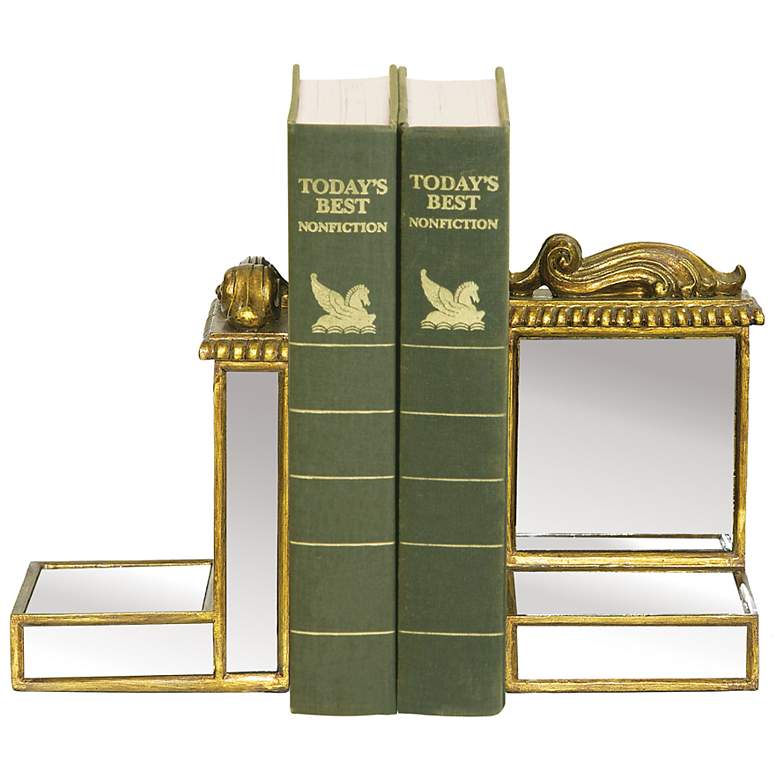 Image 1 Mirrored Gold Bookends Set