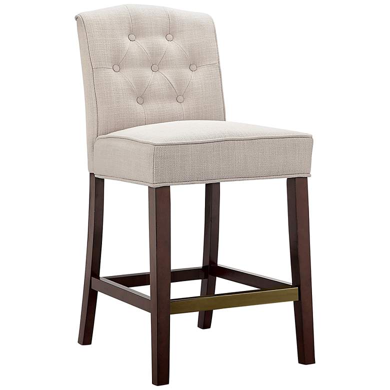 Image 2 Misha 26 inch Tan Tufted Fabric Counter Stool