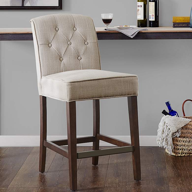 Image 1 Misha 26" Tan Tufted Fabric Counter Stool
