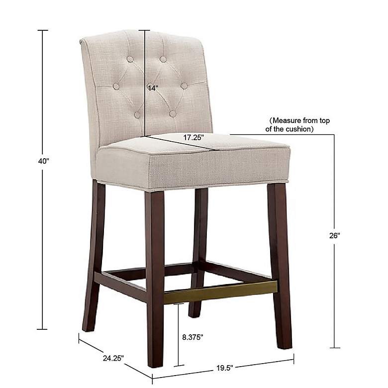 Image 7 Misha 26" Tan Tufted Fabric Counter Stool more views