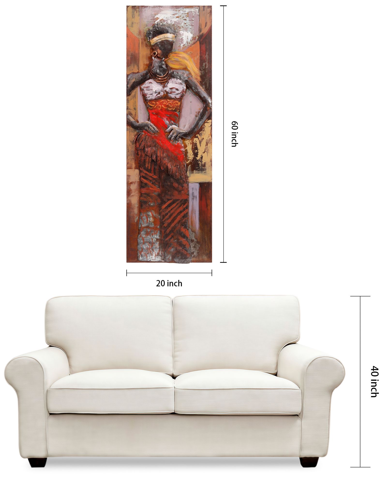 Miss-tic 60" High Mixed Media Metal Dimensional Wall Art in scene