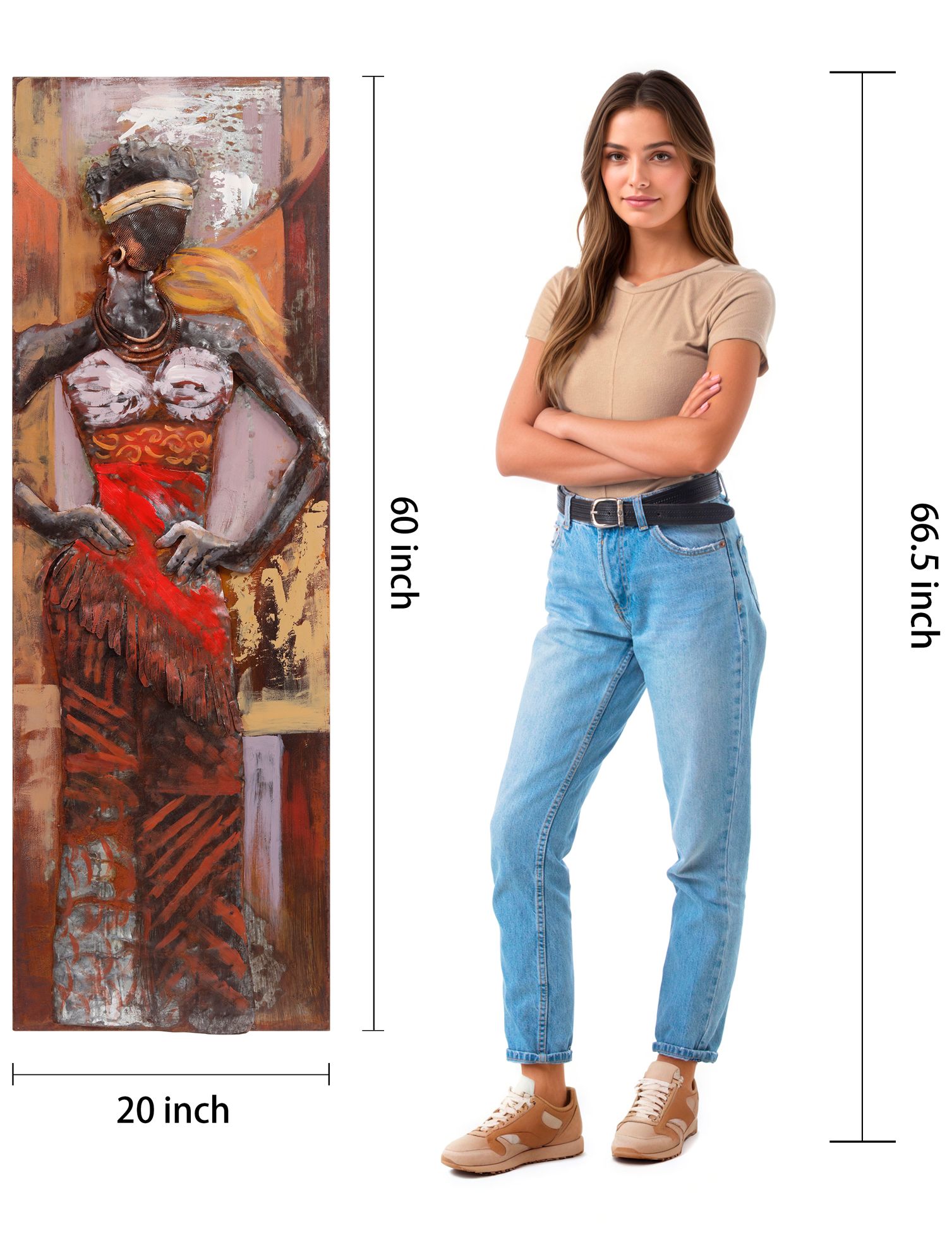 Miss-tic 60" High Mixed Media Metal Dimensional Wall Art in scene