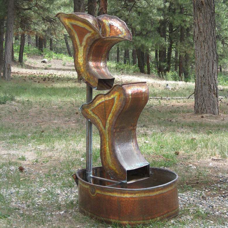 Image 1 Missing Links 60" High Sculptural Copper Outdoor Fountain