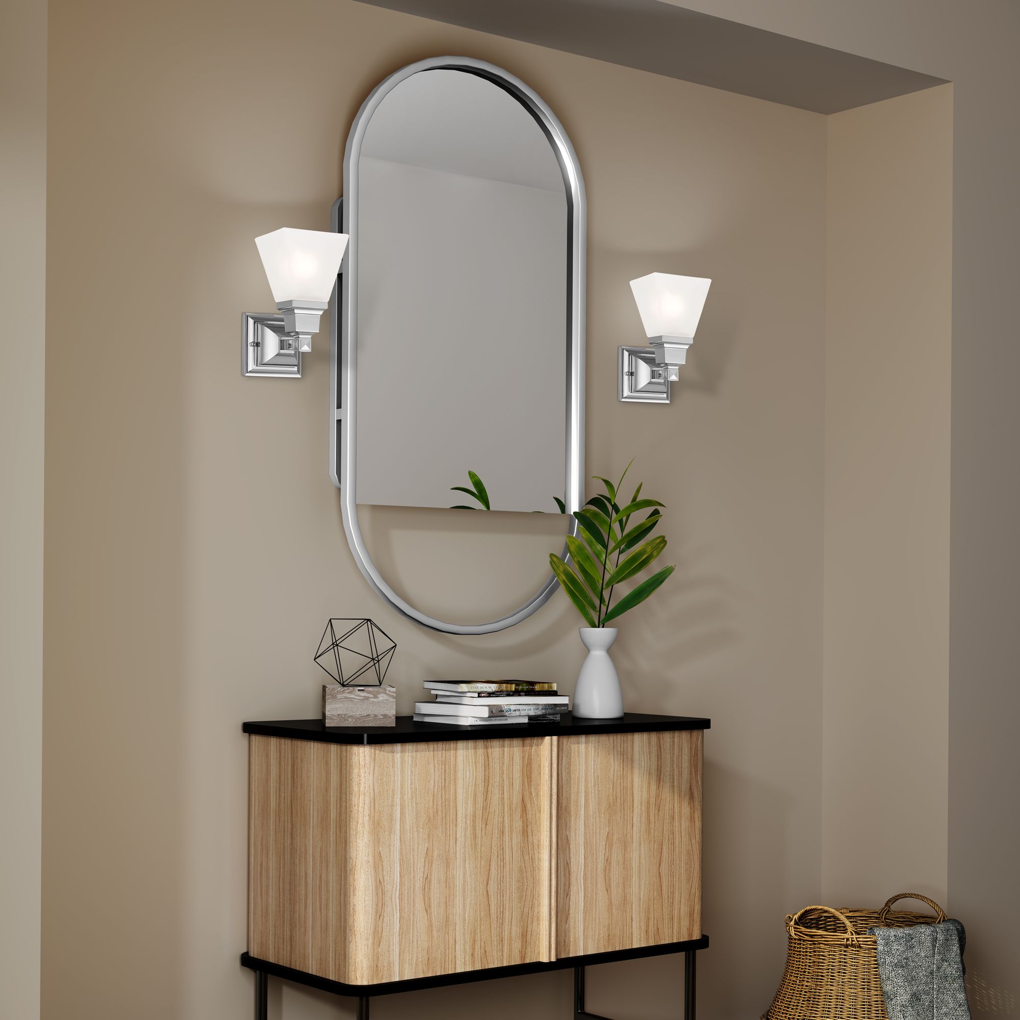 Mission 1-Light 9.5-in Chrome Bell Vanity Light