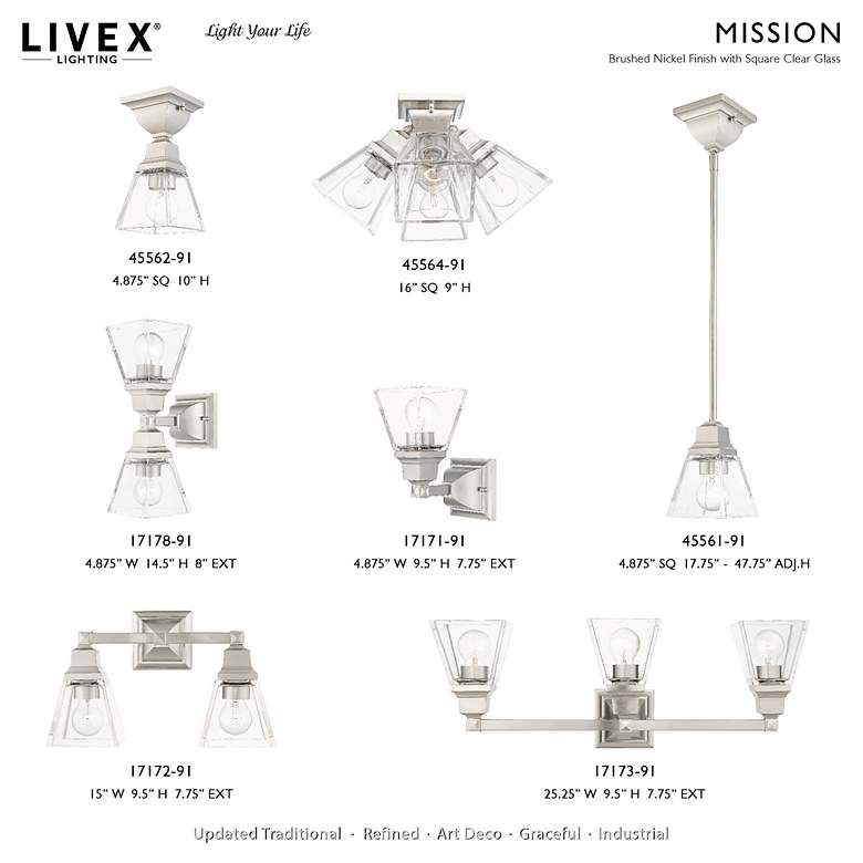 Image 3 Mission 1 Light Brushed Nickel Wall Sconce more views