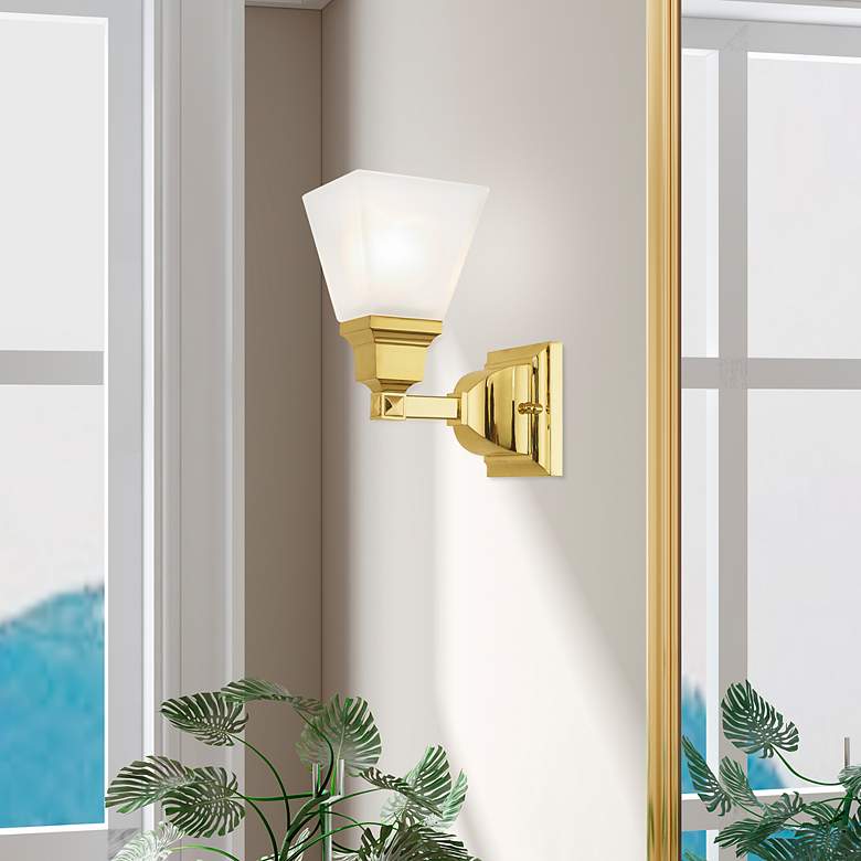 Image 1 Mission 1 Light Polished Brass Wall Sconce
