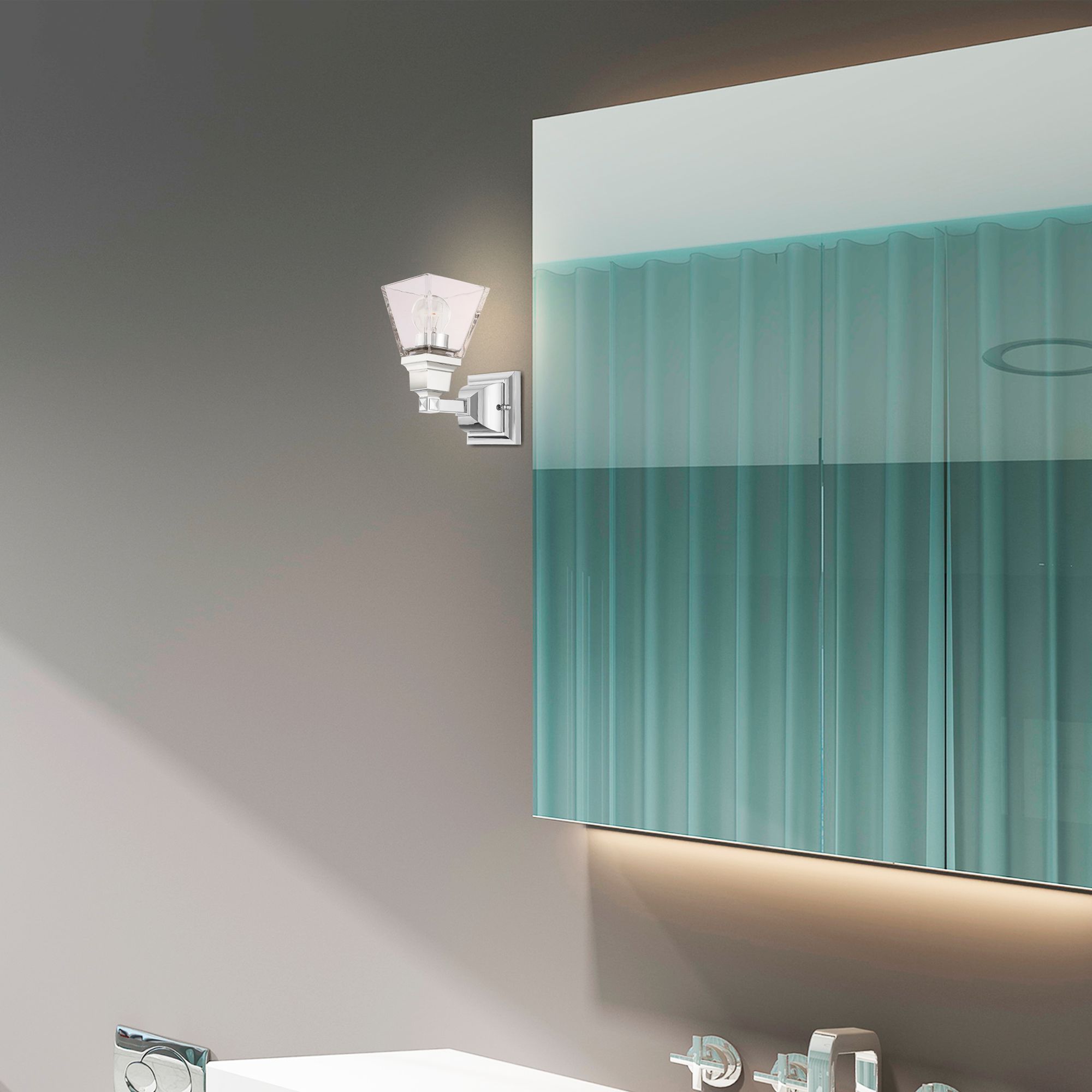 Mission 1 Light Polished Chrome Wall Sconce