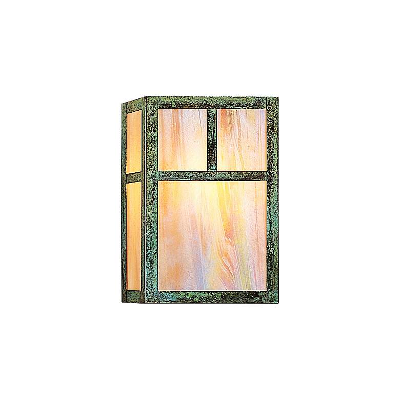 Image 1 Mission 10 inch High Iridescent Gold Glass Outdoor Wall Light