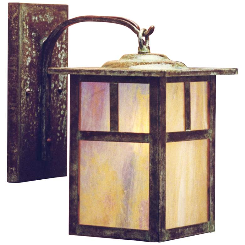 Image 1 Mission 11 3/4 inchH Gold Glass Lantern Outdoor Wall Light