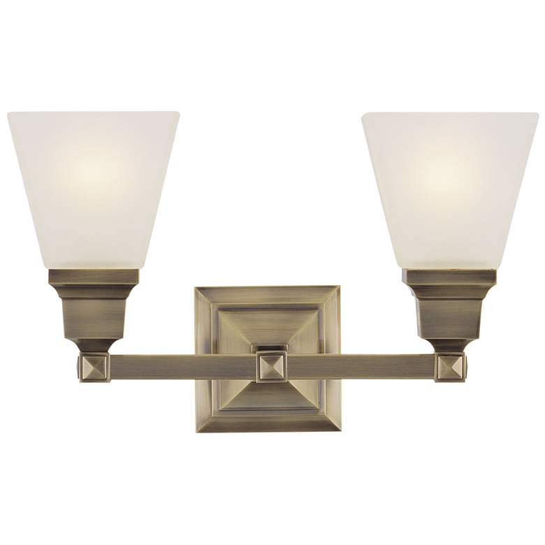 Image 1 Mission 2-Light 9.5-in Antique Brass Bell Vanity Light