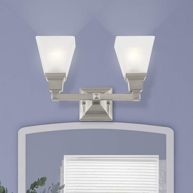 Image 1 Mission 2-Light 9.5-in Brushed Nickel Bell Vanity Light