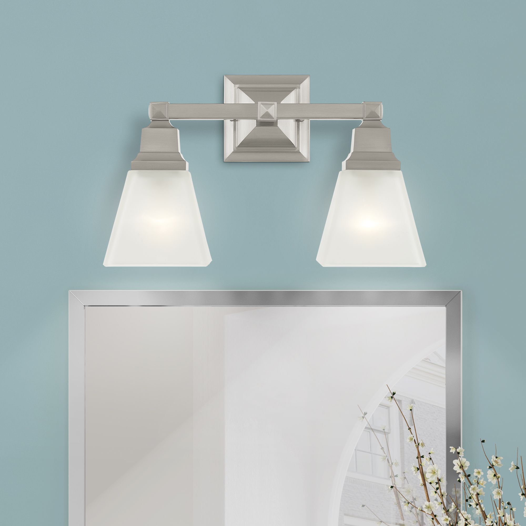 Mission 2-Light 9.5-in Brushed Nickel Bell Vanity Light