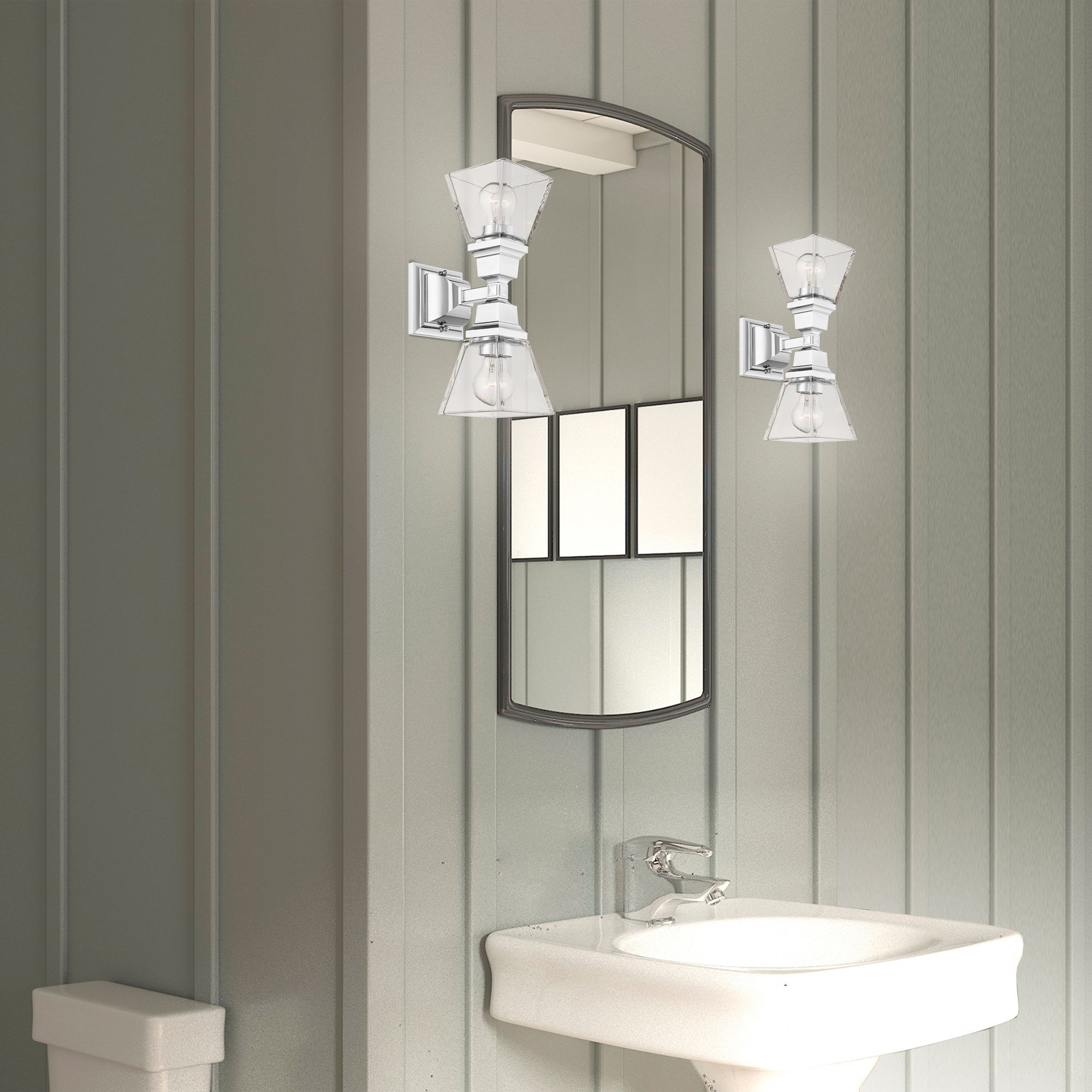 Mission 2 Light Polished Chrome Wall Sconce