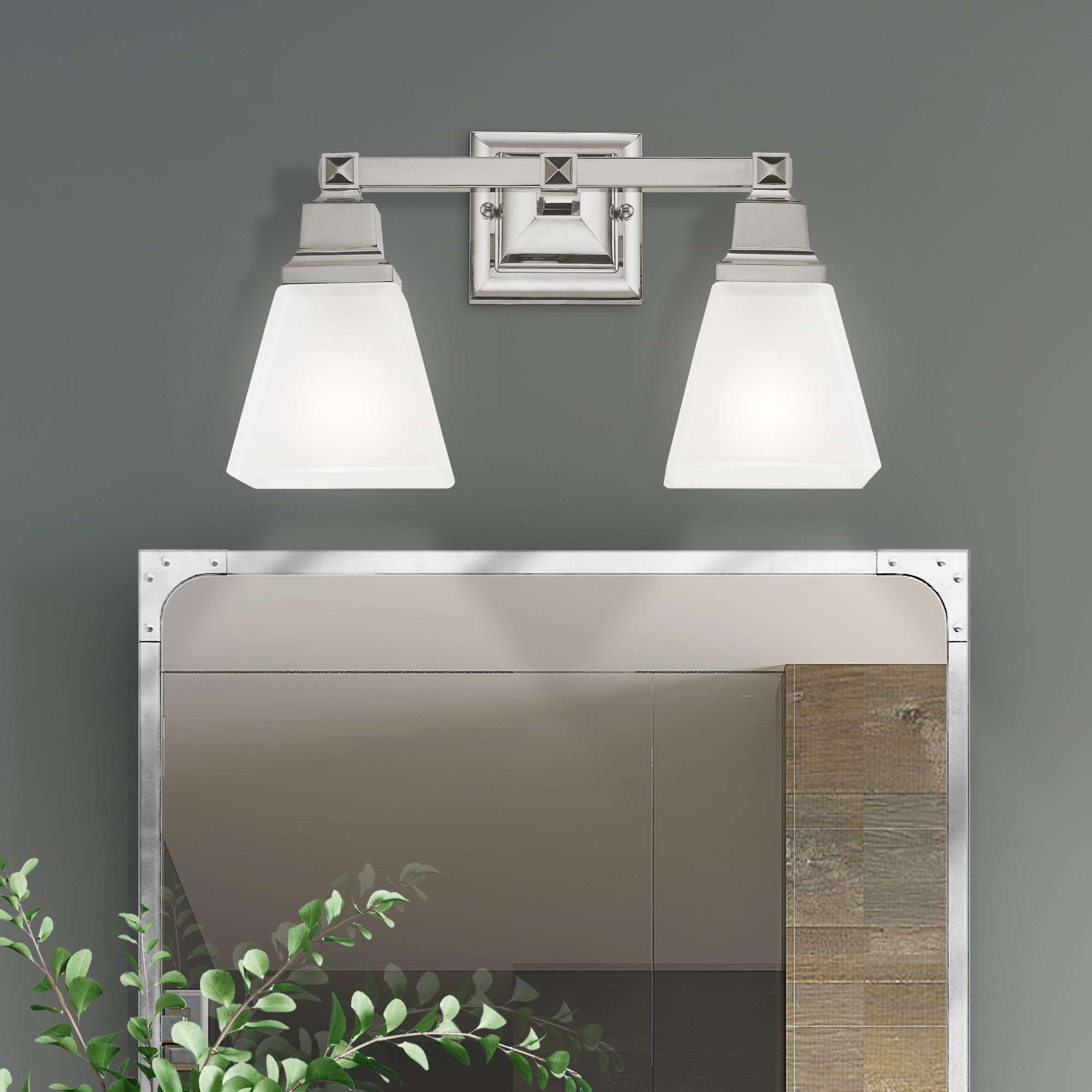 Mission 2 Light Polished Nickel Bath Vanity