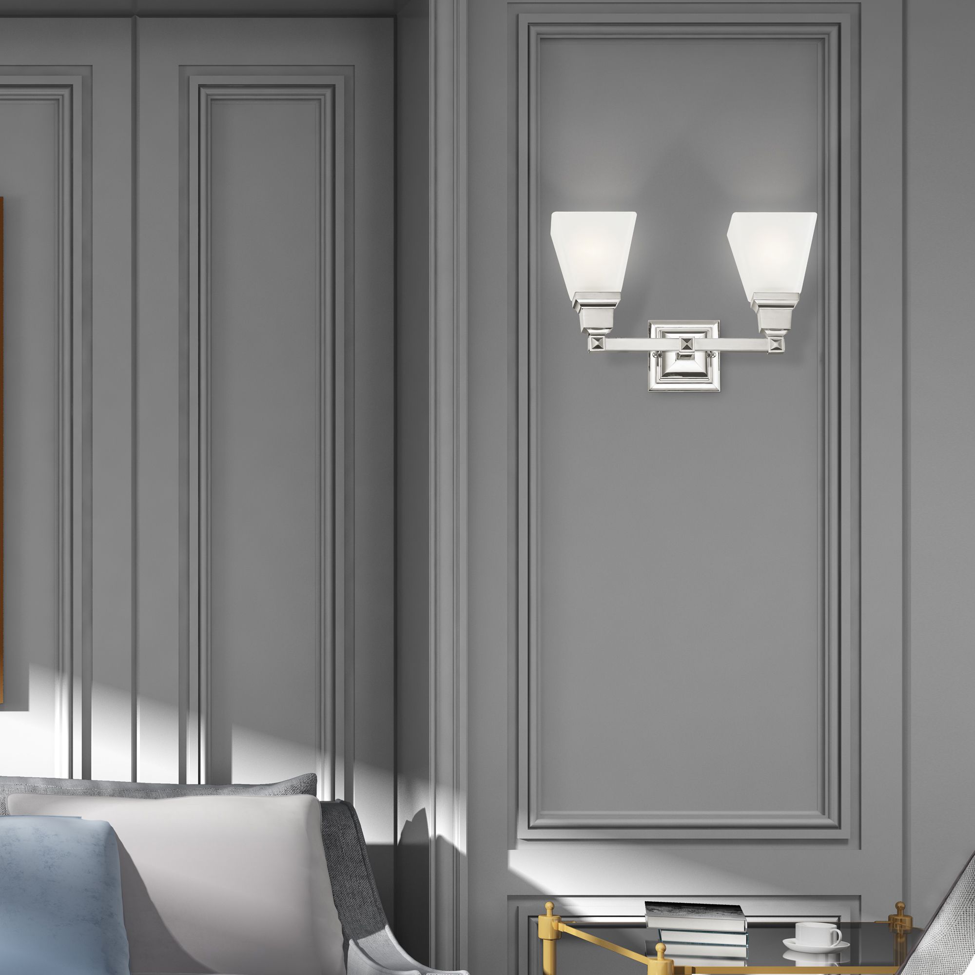 Mission 2 Light Polished Nickel Bath Vanity