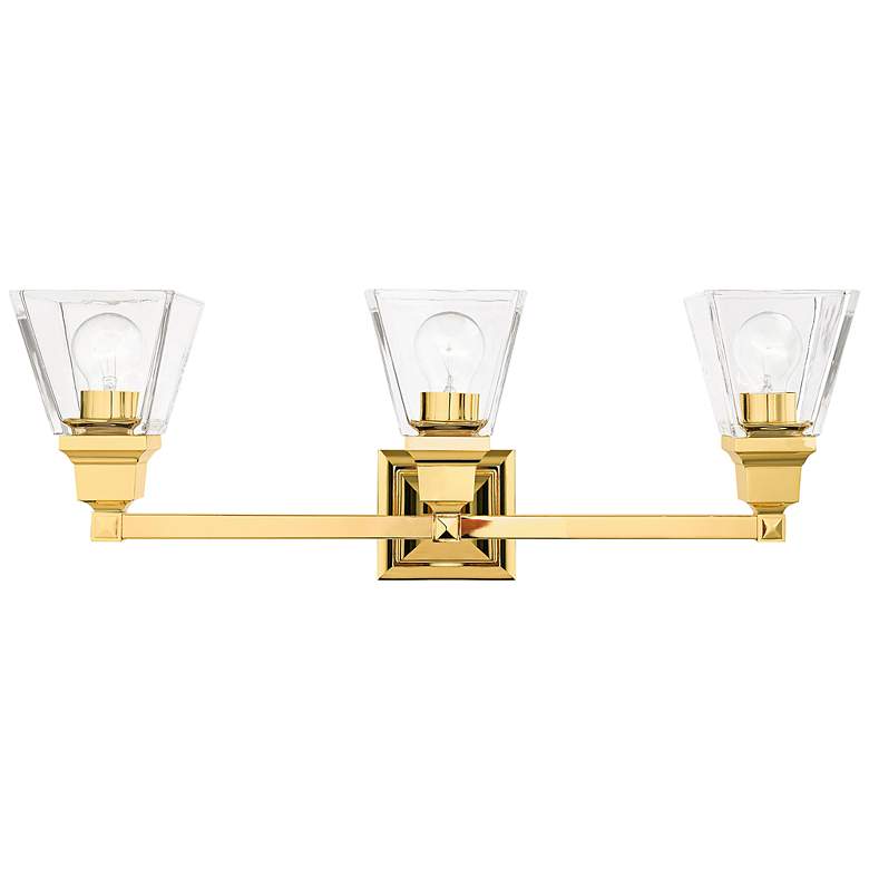 Image 3 Mission 25 1/4" Wide Polished Brass 3-Light Bath Light