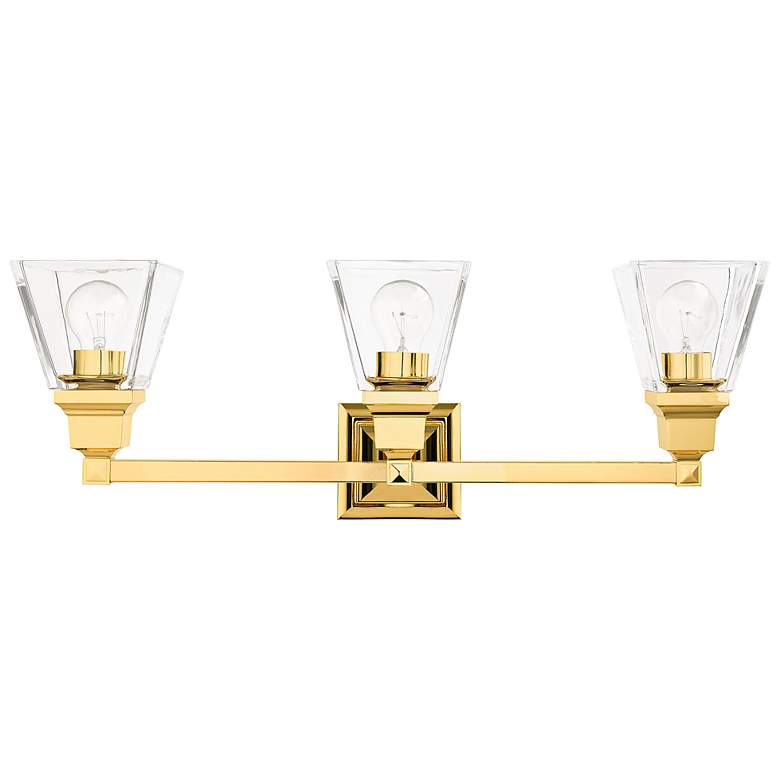 Image 5 Mission 25 1/4" Wide Polished Brass 3-Light Bath Light more views