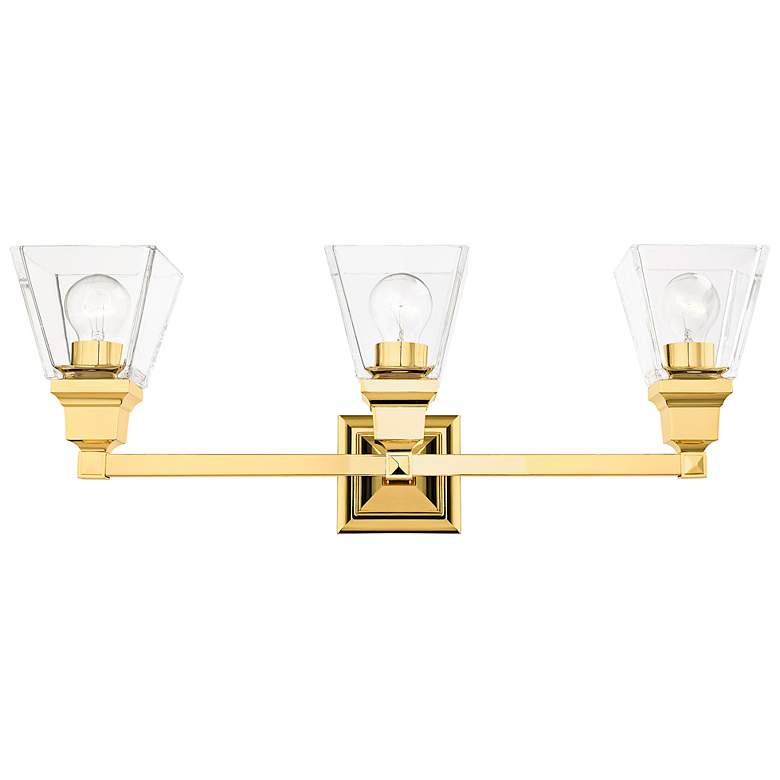 Image 6 Mission 25 1/4" Wide Polished Brass 3-Light Bath Light more views