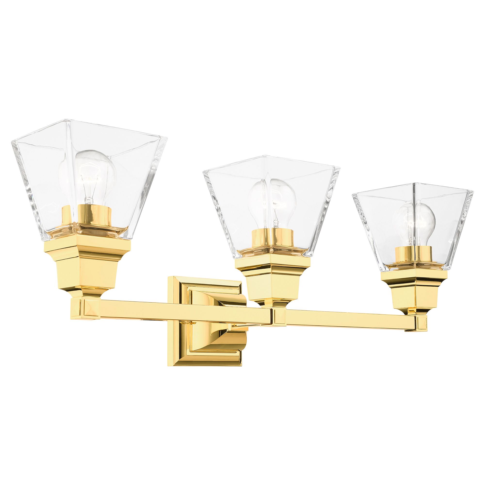 Mission 25 1/4" Wide Polished Brass 3-Light Bath Light in scene