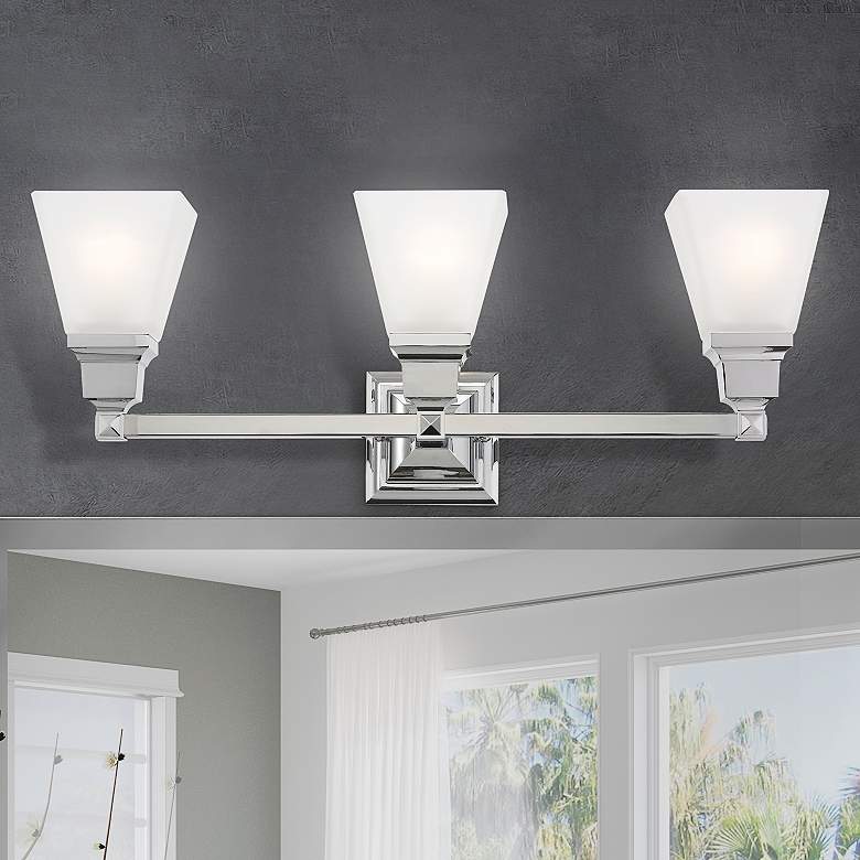 Image 2 Mission 25 1/4" Wide Polished Chrome 3-Light Bath Light