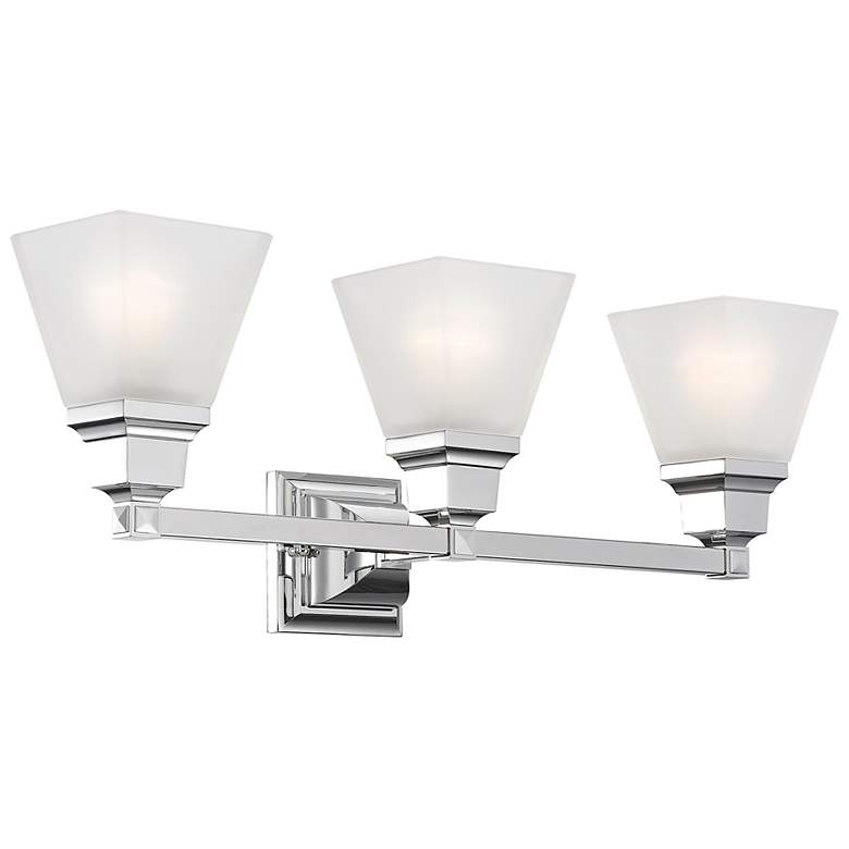 Image 6 Mission 25 1/4" Wide Polished Chrome 3-Light Bath Light more views