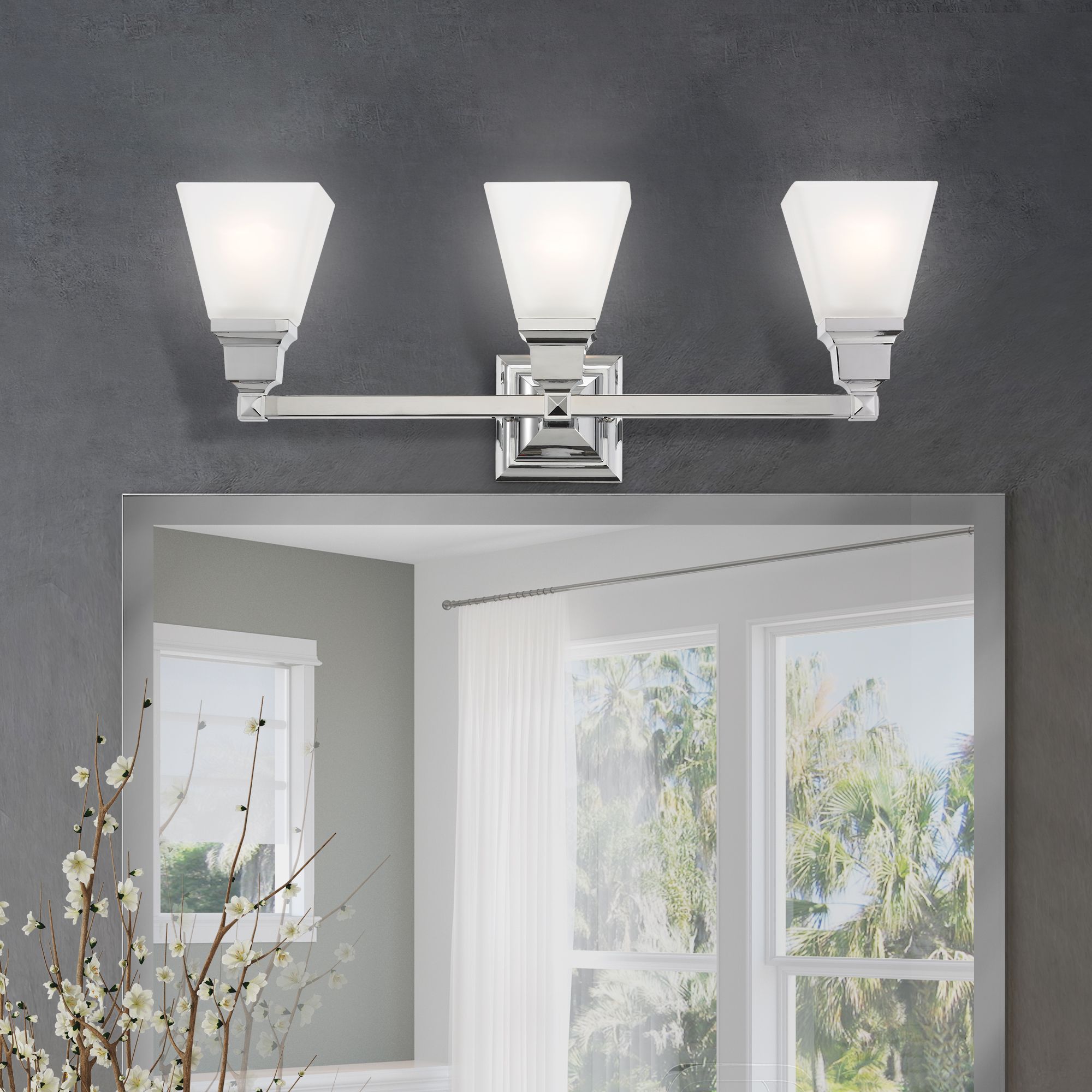 Mission 25 1/4" Wide Polished Chrome 3-Light Bath Light in scene