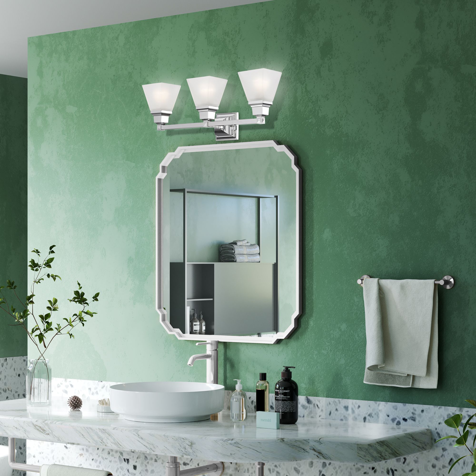 Mission 25 1/4" Wide Polished Chrome 3-Light Bath Light in scene