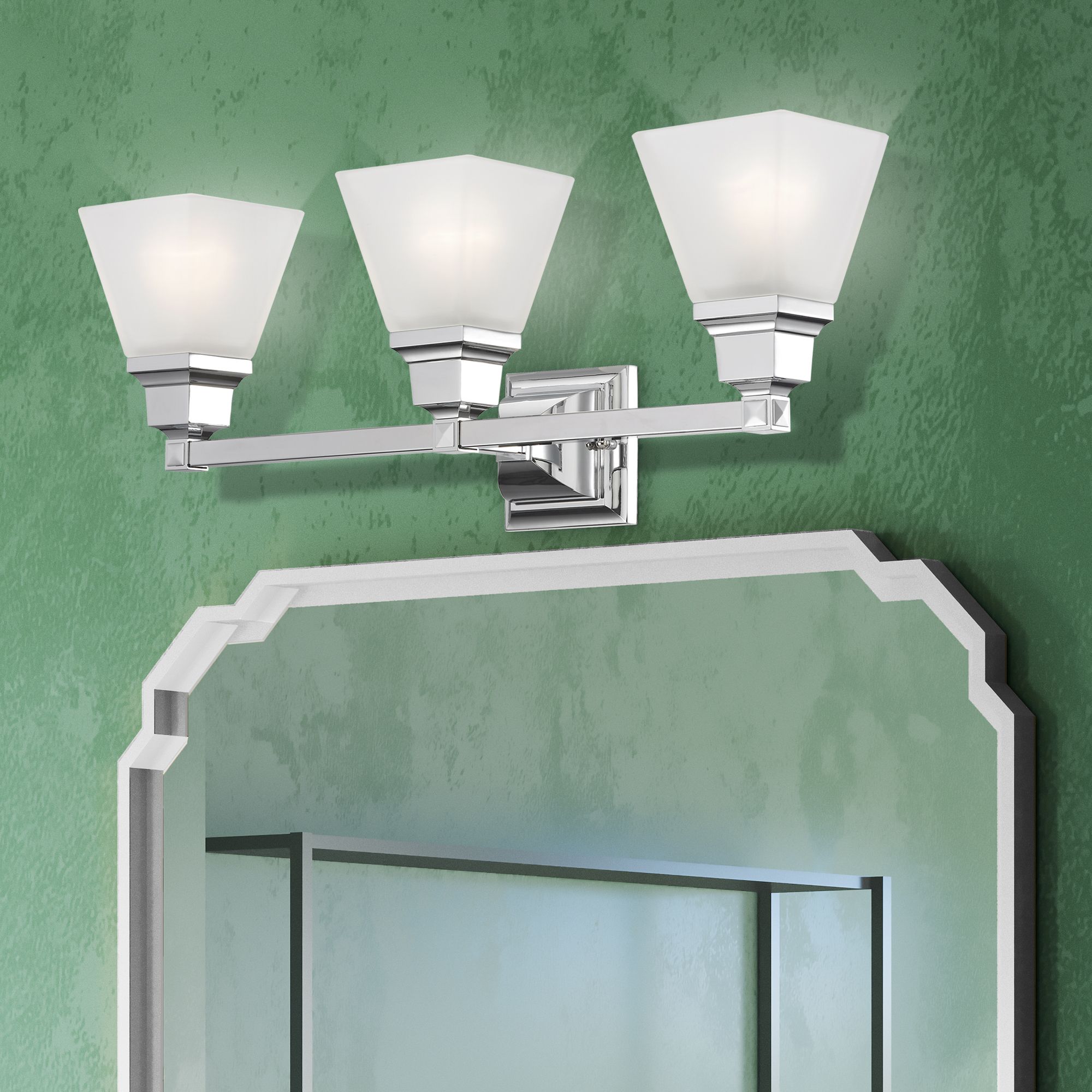 Mission 25 1/4" Wide Polished Chrome 3-Light Bath Light in scene