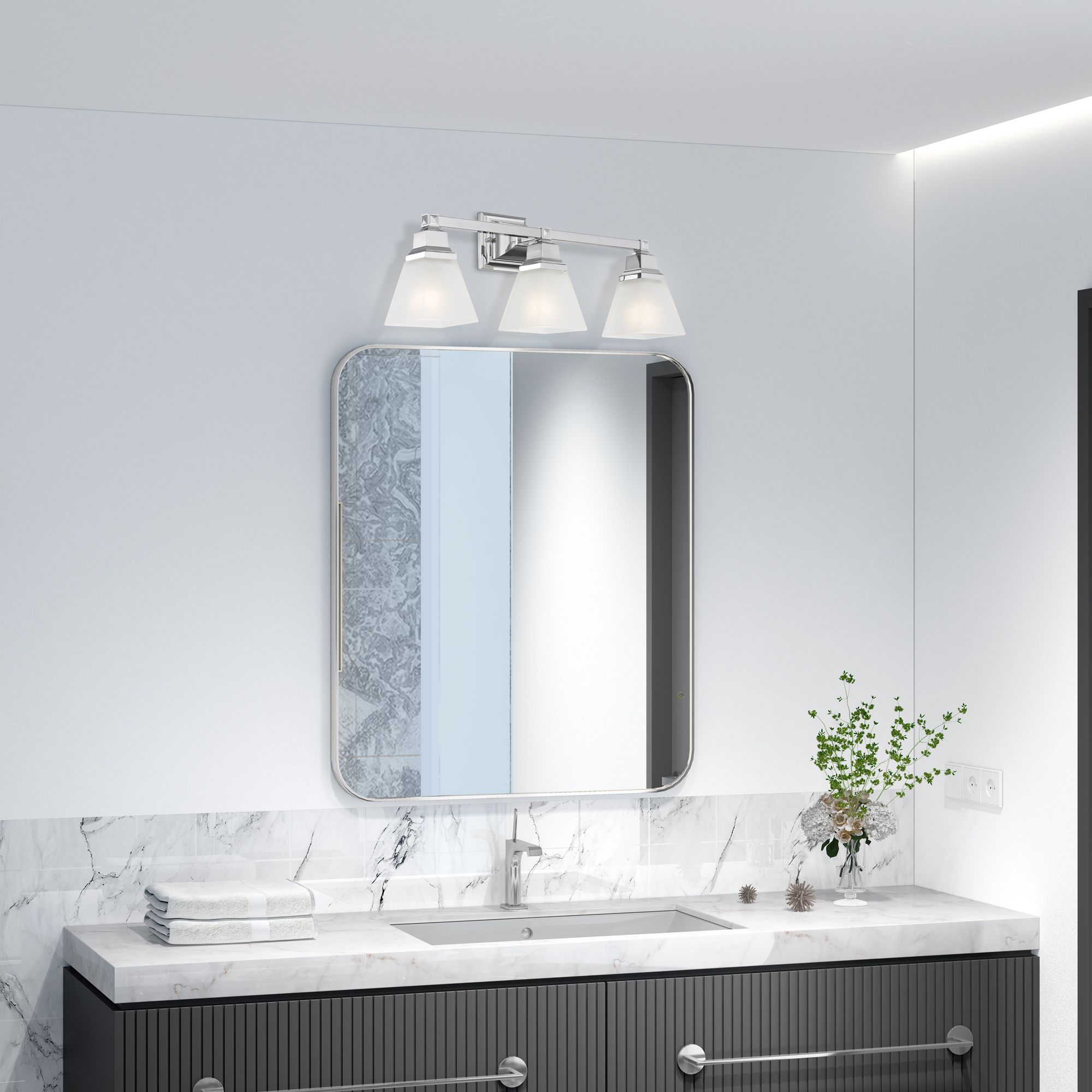 Mission 25 1/4" Wide Polished Chrome 3-Light Bath Light in scene