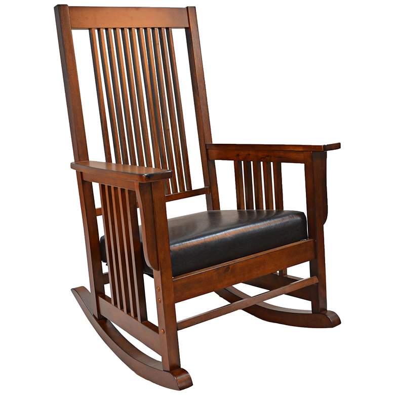 Image 1 Mission 27" Wide Chestnut Brown Upholstered and Wood Rocker Chair