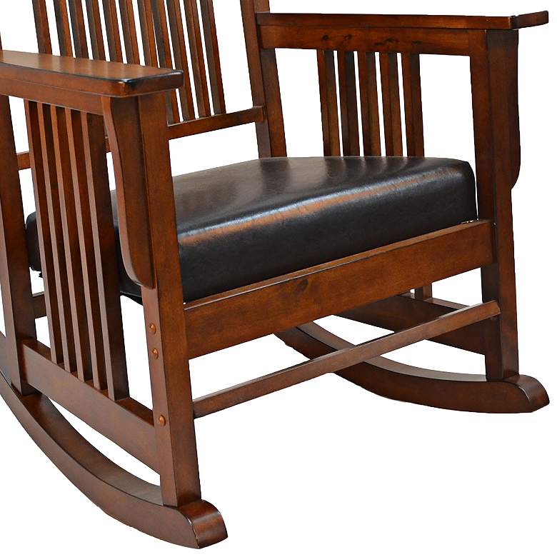 Image 2 Mission 27" Wide Chestnut Brown Upholstered and Wood Rocker Chair more views