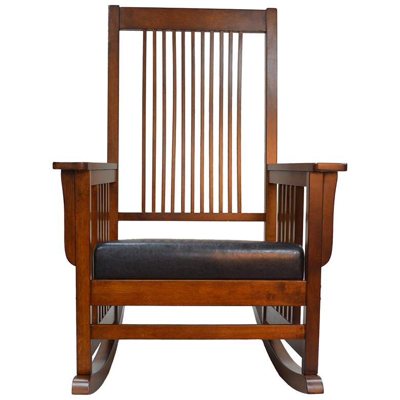 Image 3 Mission 27" Wide Chestnut Brown Upholstered and Wood Rocker Chair more views