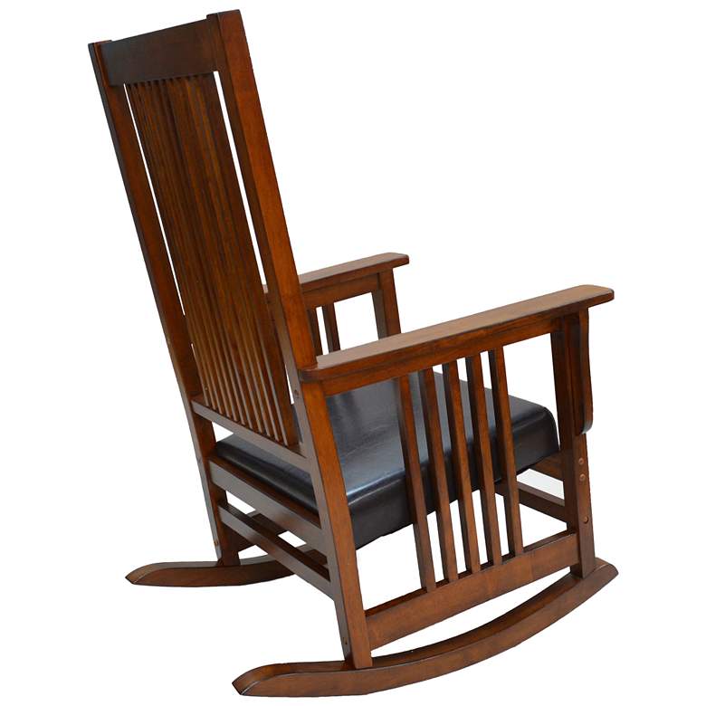 Image 5 Mission 27" Wide Chestnut Brown Upholstered and Wood Rocker Chair more views