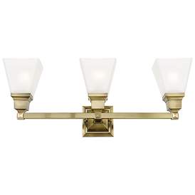 Image1 of Mission 3-Light 9.5-in Antique Brass Bell Vanity Light