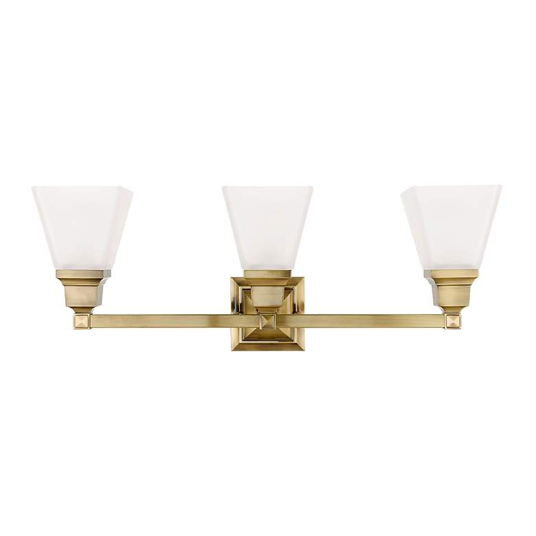 Image 3 Mission 3-Light 9.5-in Antique Brass Bell Vanity Light more views