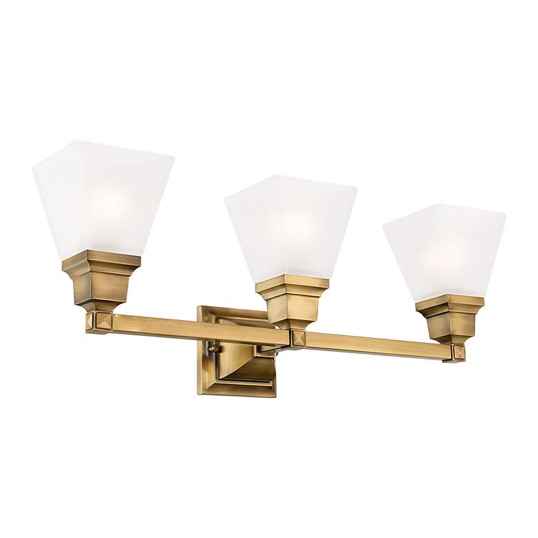 Image 4 Mission 3-Light 9.5-in Antique Brass Bell Vanity Light more views