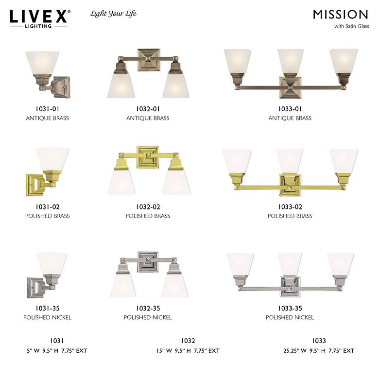 Image 7 Mission 3-Light 9.5-in Antique Brass Bell Vanity Light more views