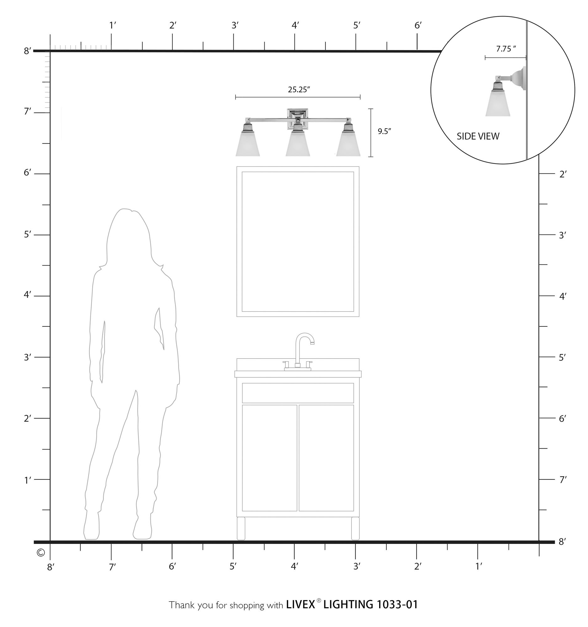 Mission 3-Light 9.5-in Antique Brass Bell Vanity Light