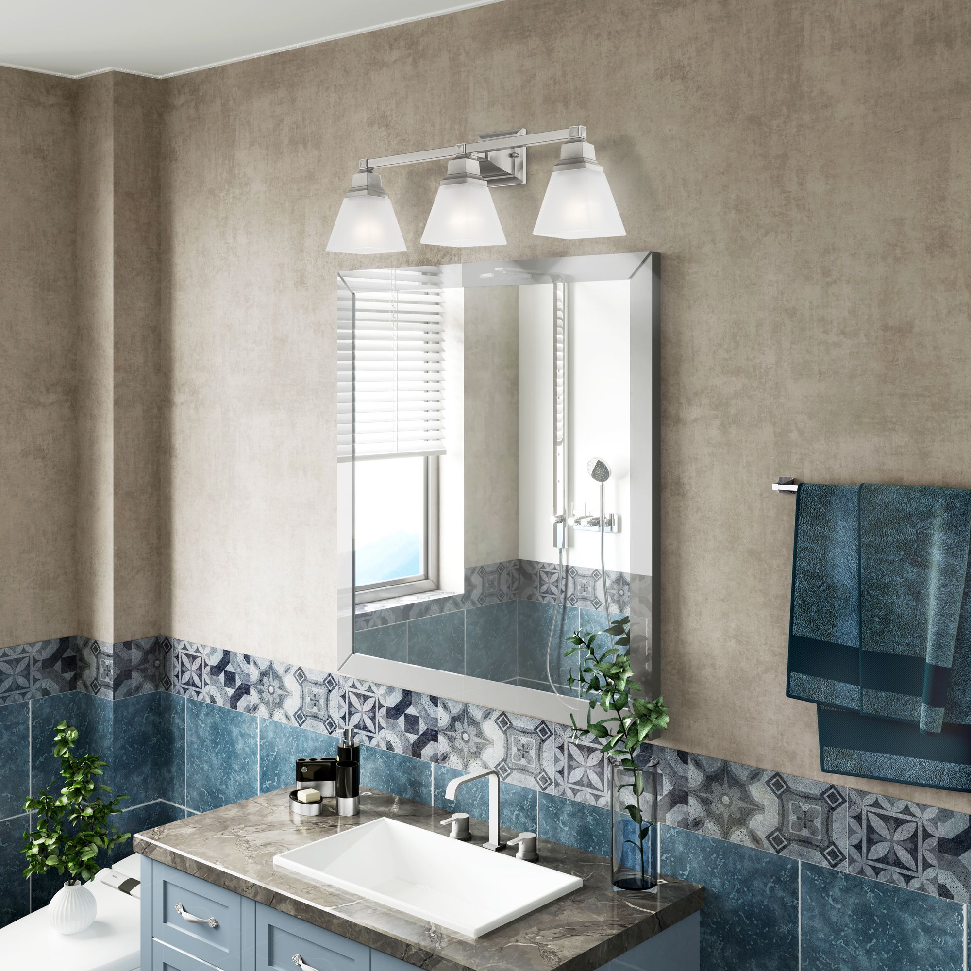 Mission 3 Light Brushed Nickel Bath Vanity