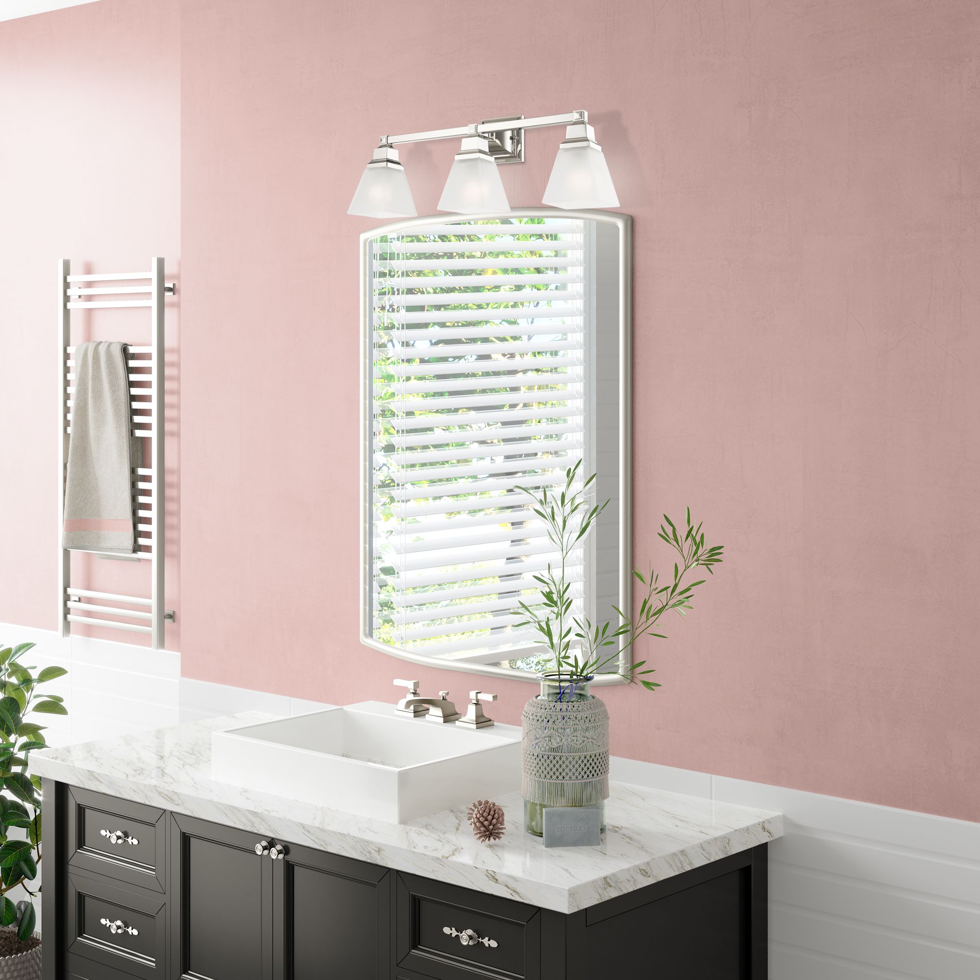 Mission 3 Light Polished Nickel Bath Vanity