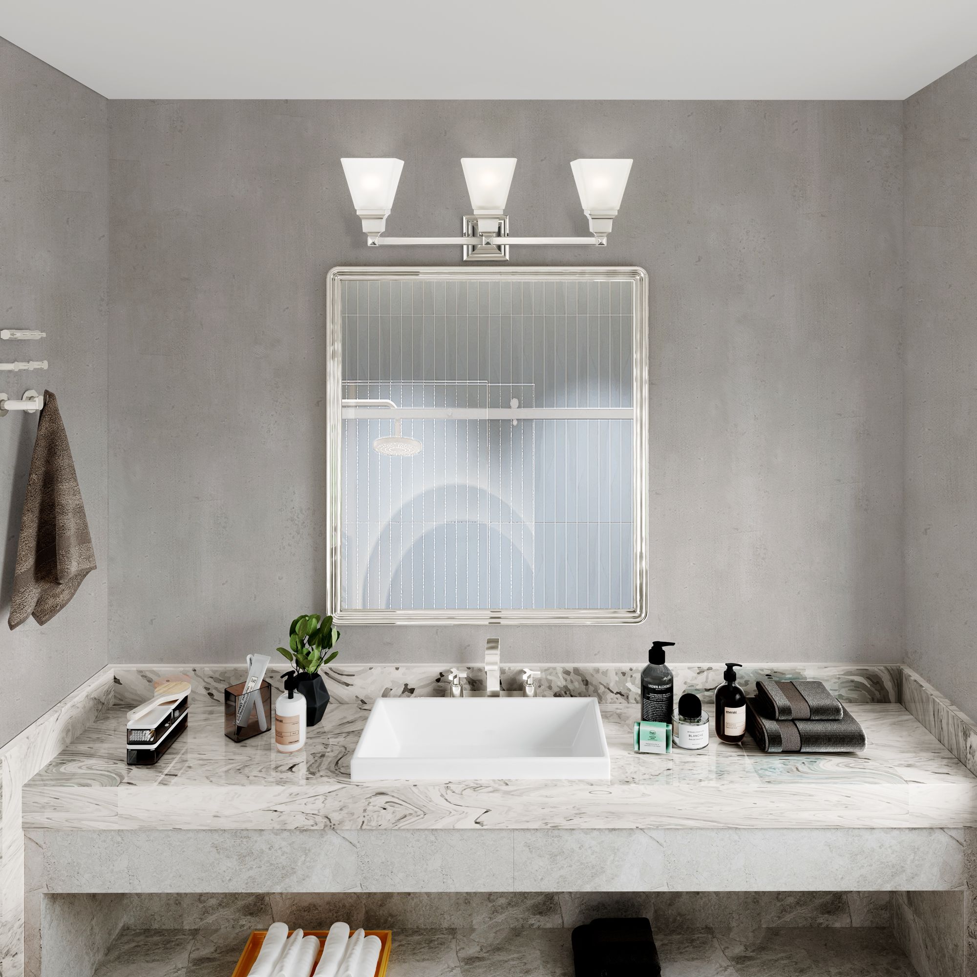 Mission 3 Light Polished Nickel Bath Vanity