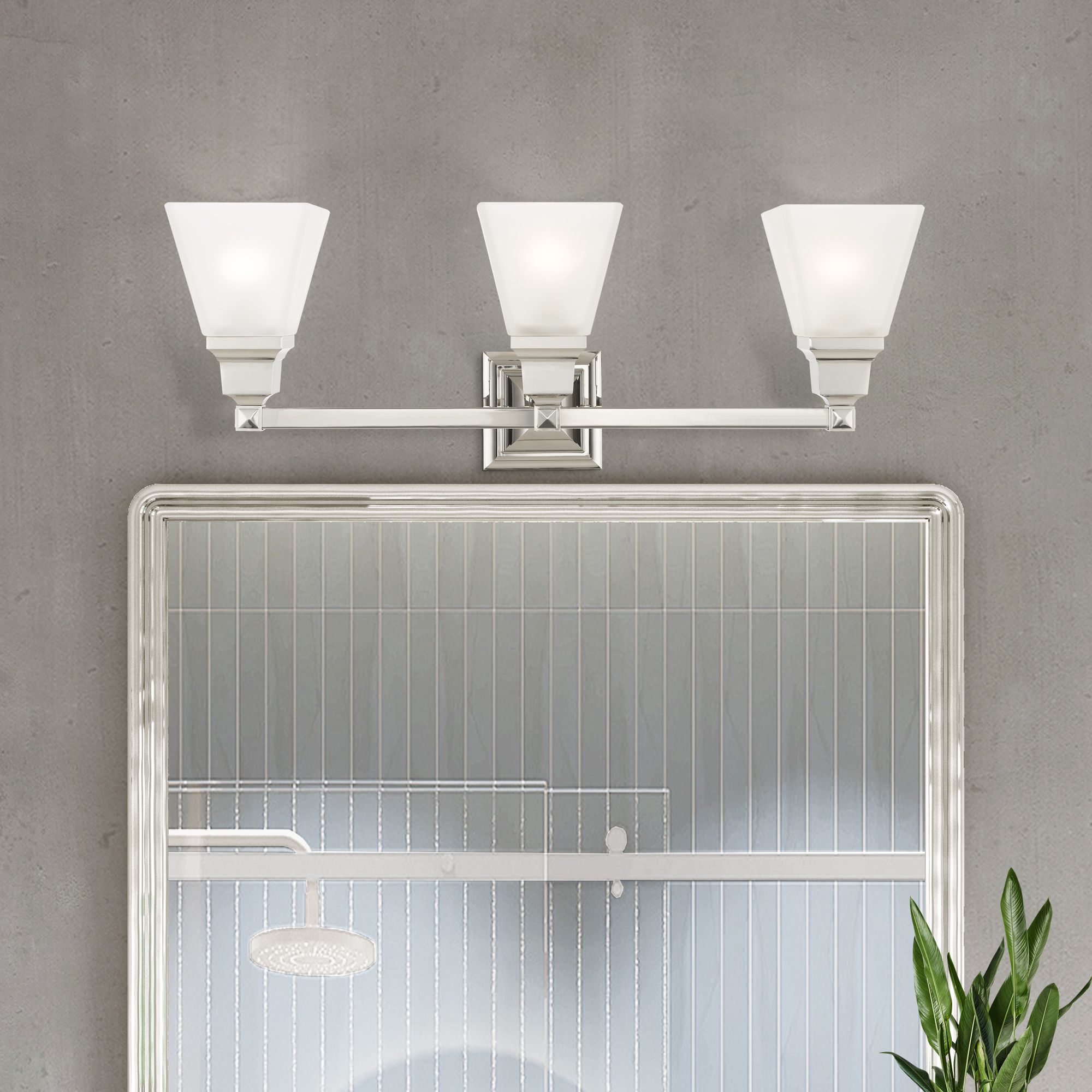 Mission 3 Light Polished Nickel Bath Vanity