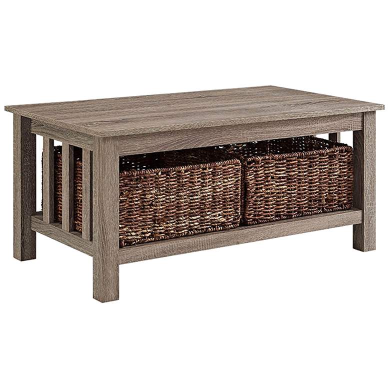 Mission 40&quot; Wide Gray Driftwood Storage Coffee Table