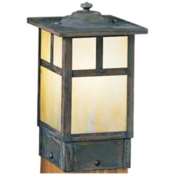 Mission 6 3/4&quot; Gold Glass Square Outdoor Pier Mount Light